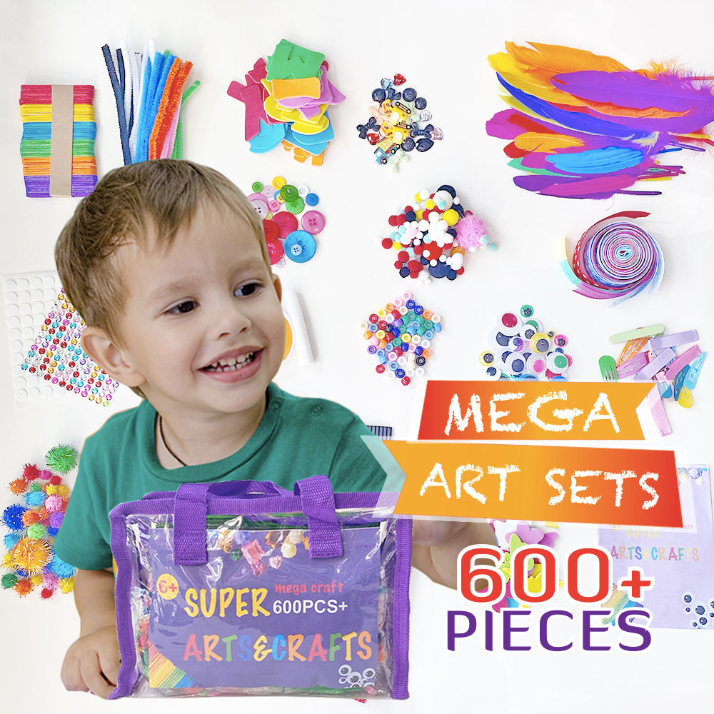 Mega Craft Kit Crafting Bag for Kids - Arts and Crafts for Kids - 600+ –  MOVEBO