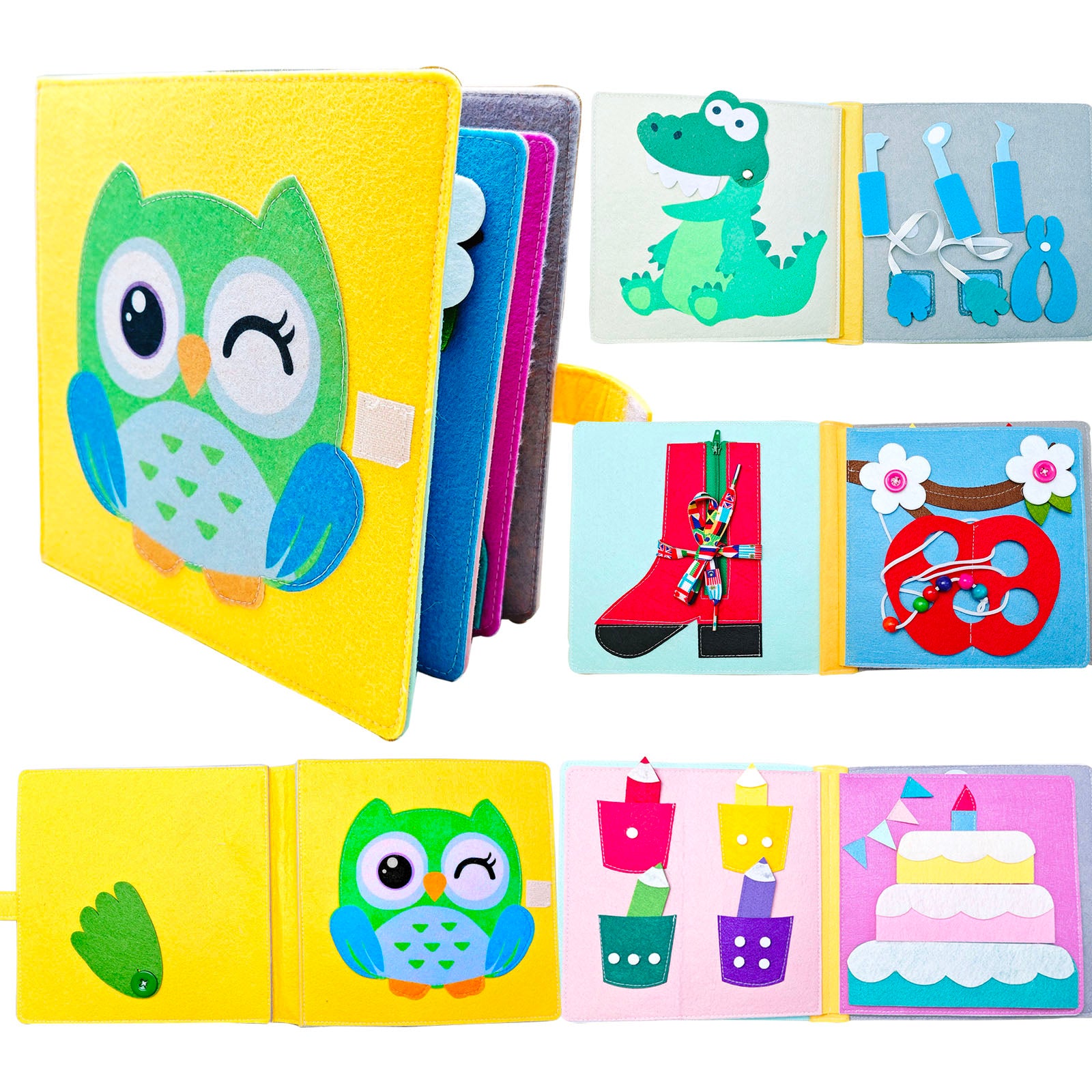 Interactive Quiet Book for Toddlers Ages 2-3 | Non-Woven Fabric Activity Book | Educational Sensory Toy for Early Learning | Montessori-Inspired Soft Cloth Book for Kids