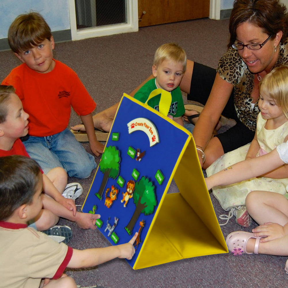 Foldable Felt Board for Toddlers Flannel Board Stories for Preschool Early Learning Interactive Storytelling Double Sided Felt Story Board Reusable Wall Hanging Gift for Kid (17 * 17)  teaching aids