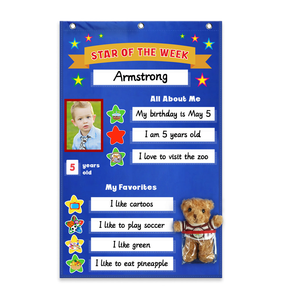 Classroom Star Student Poster Set Hanging Pocket Chart Set for Ideal for School Classroom Kindergarten Back to School Pa All About Me Student Posters for Kids Classroom School