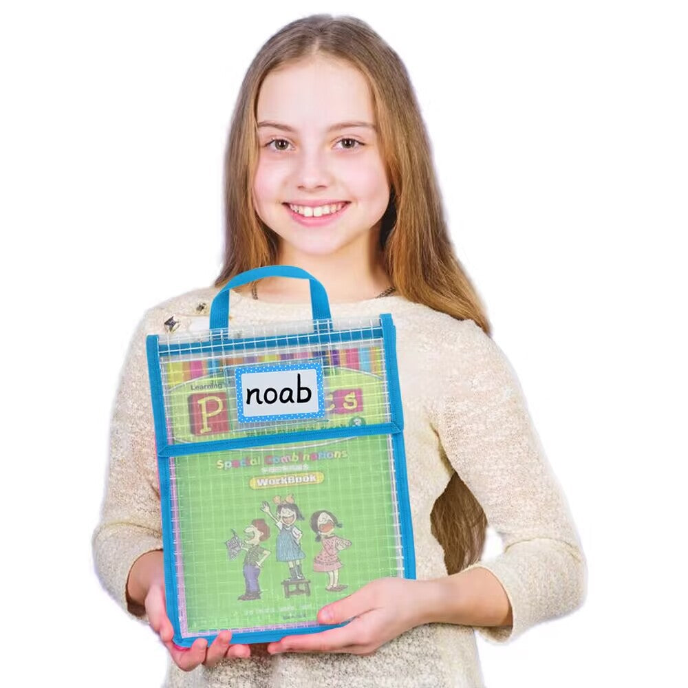 Student Book Pouches See-Through Mesh Zipper Pouch with Name Card,Reading Bags for Classroom,Mesh Zipper Pouch Bags for Organizing Classroom (6pcs))