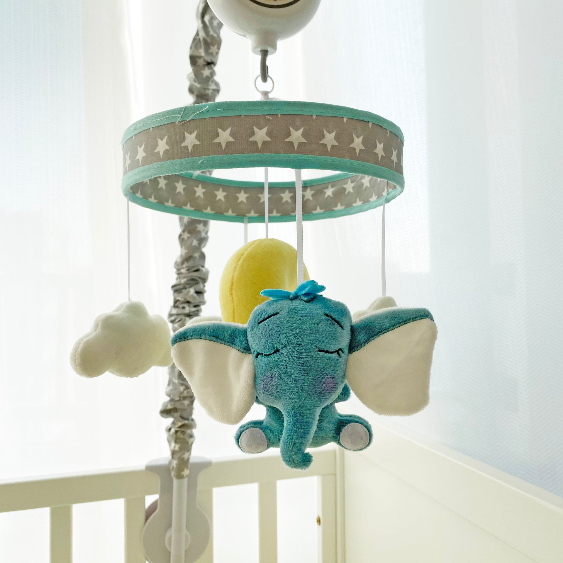 Handmade elephant Crib Mobile for Baby (Blue Elephant Baby Crib Mobile)