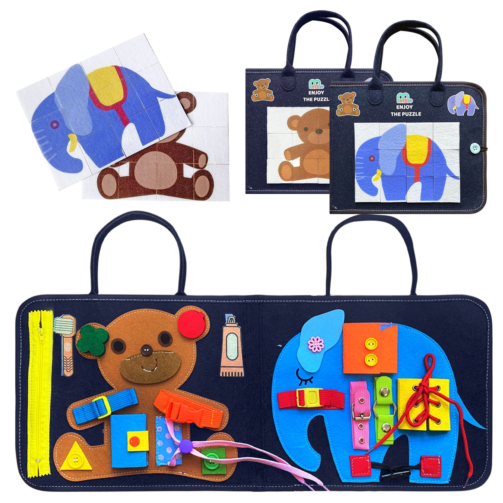 Montessori Toy for Develop Basic Skills felt busy board