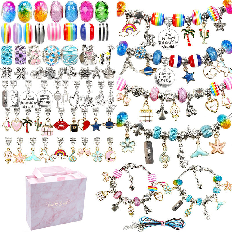 127PCS Charm Bracelet Making Kit Including Jewelry Beads Snake Chain, DIY Craft for Girls, Jewelry Christmas Gift Set for Arts and Crafts for Kids Ages 8-12