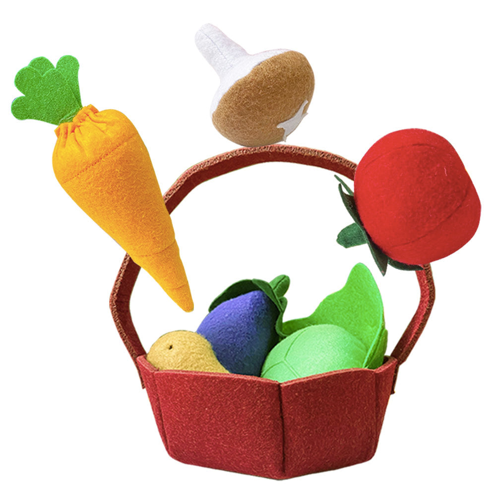 Felt Soft Vegetable Food Play set with Shopping Basket