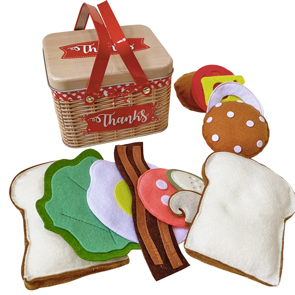 hamburger and Sandwich Bread Basket |Soft Pretend Food Playset for Kids pretend toy