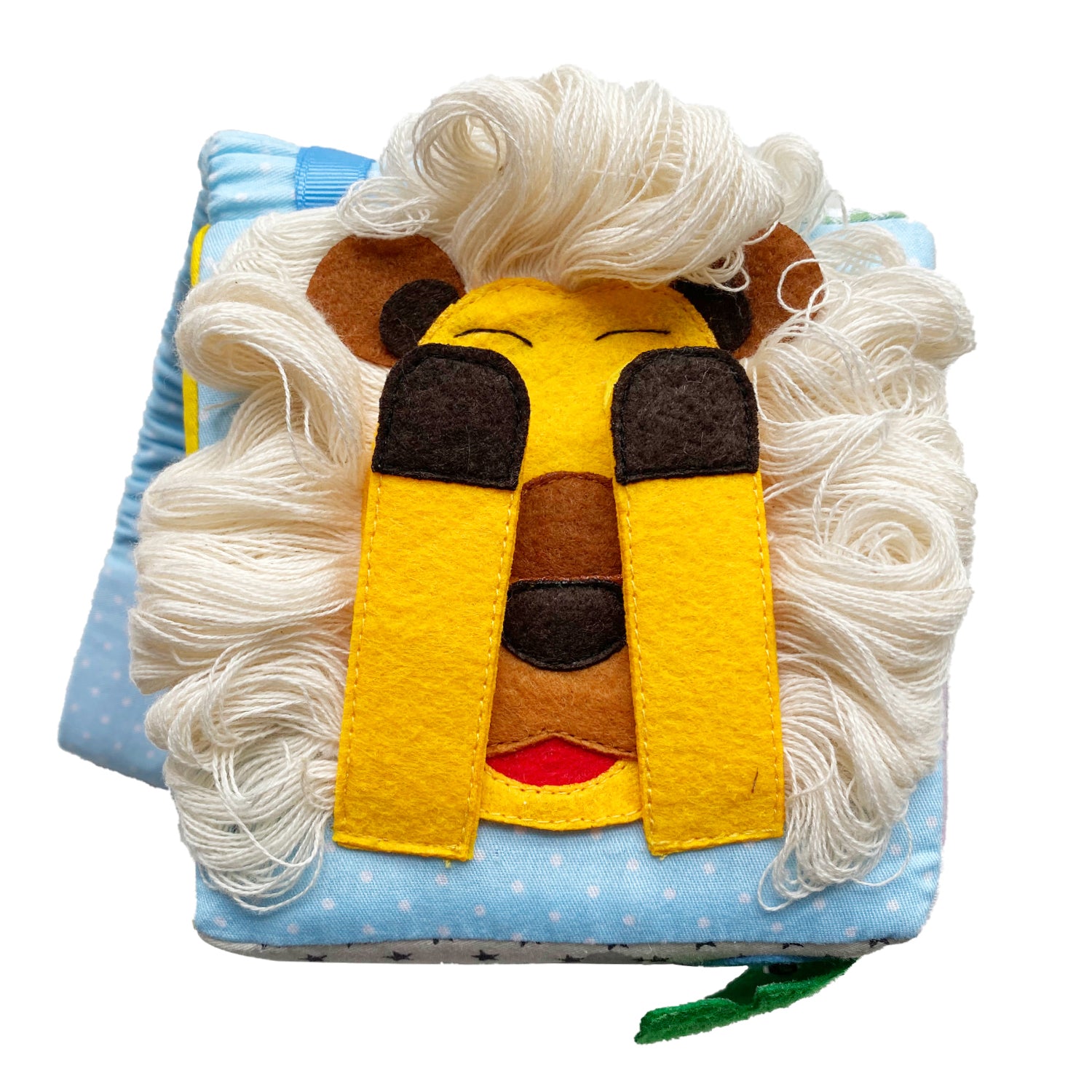 My First Baby Soft lion Rattle Blocks Infant Early Education Toys, Velvet Cloth Foam Grab and Stack Building Blocks Toy with Safety Mirror for 0-36 Months