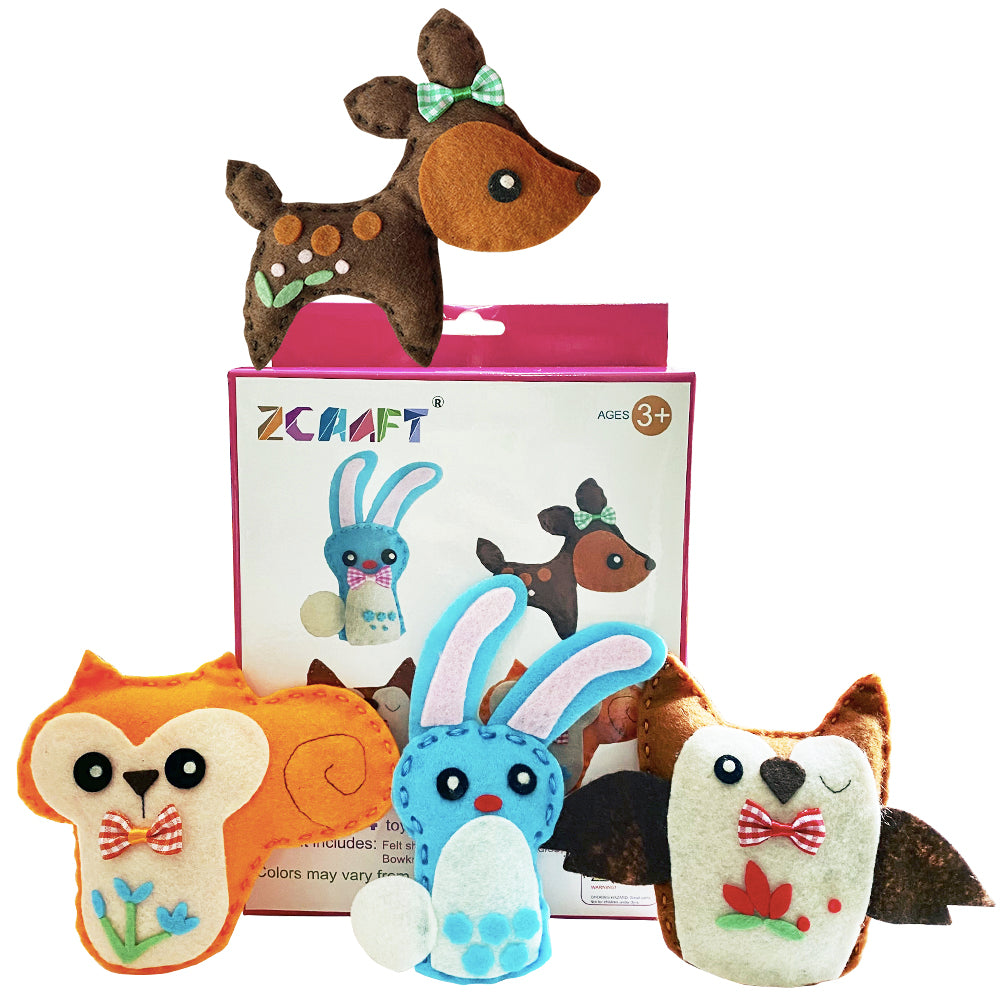 4 forest Animal Toy Fun DIY Stuffed Animal Sew Kits
