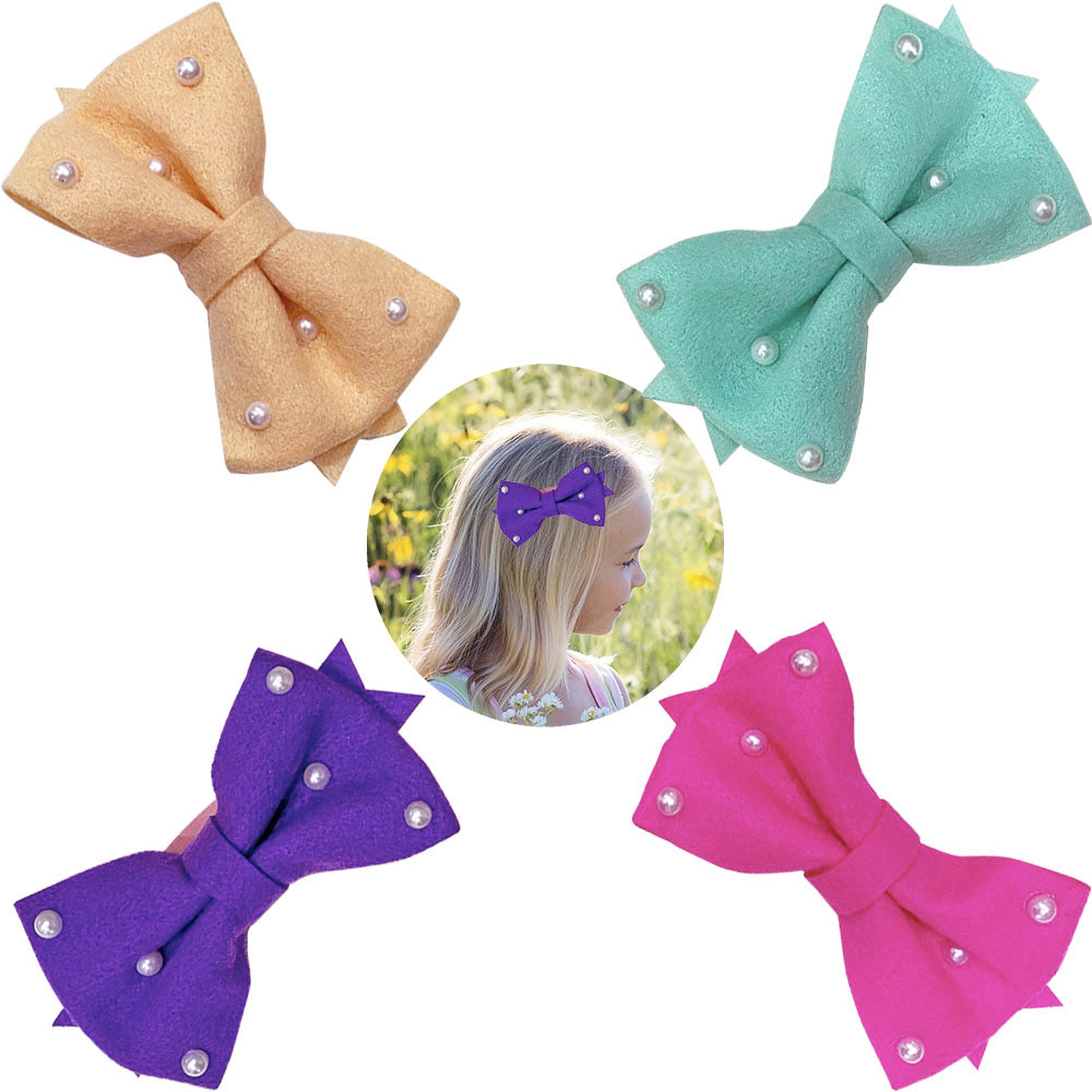 handmade baby Girl Headbands and Bows - 4 Piece Soft Elastic Nylon Flower Headband hair band Accessories For Newborn, Infant, Toddler - Handcrafted Hair Bands