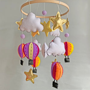 handmade hot air balloon baby crib mobile with wood hanger MOVEBO