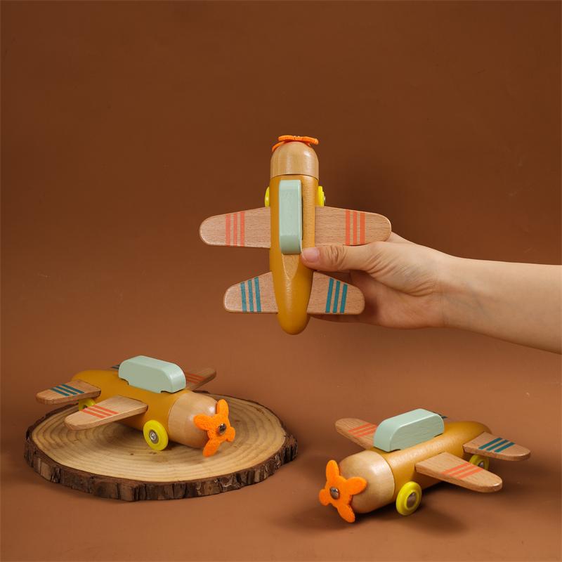 Wooden Toy Vehicles, Take Apart Plane, Assembly Wooden Toys, Wooden Plane, STEM Learning Gifts for 3 4 5 6 Year Olds, Kids, Toddlers, Boys, Girls, Children
